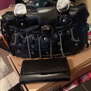 Elegant Black Chain-Embellished Shoulder Bag